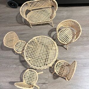 Unk Tan Dollhouse Furniture Set Wicker Style